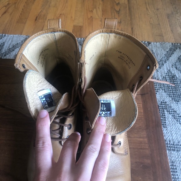 FRYE Veronica Combat Boots camel 7.5 - Picture 4 of 5
